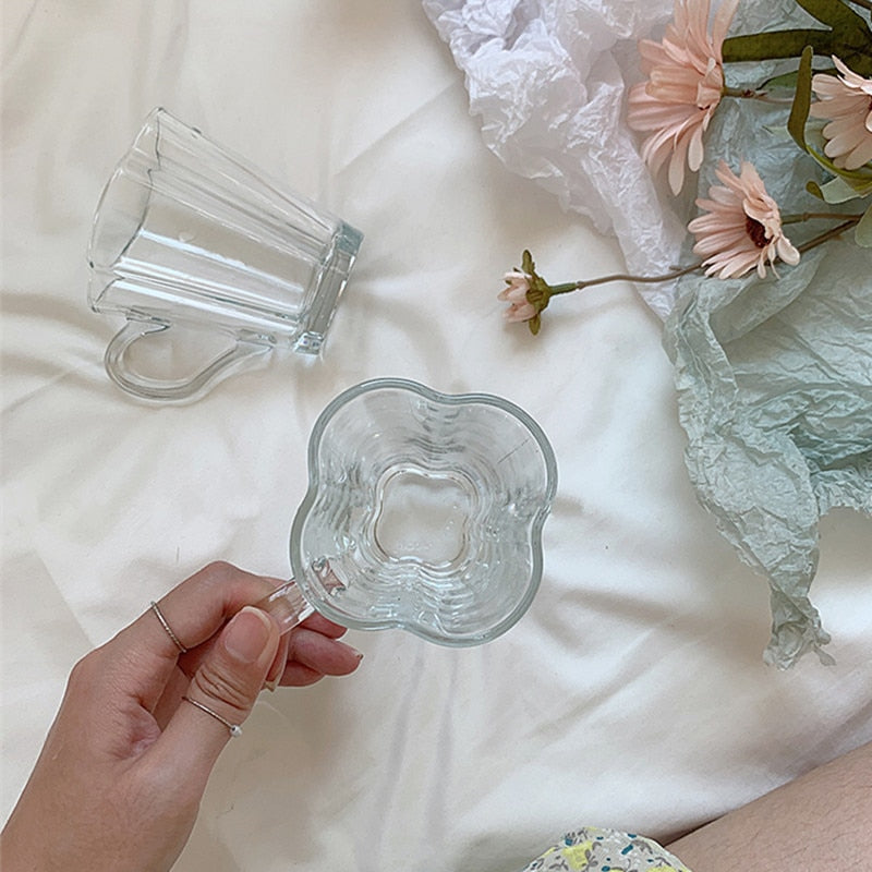 Clear Flower Drinking Glass