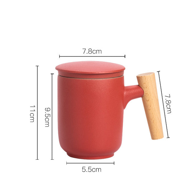 Ceramic Frosted Diffuser Mug With Wooden Handle