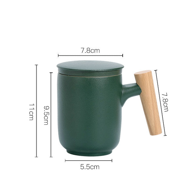 Ceramic Frosted Diffuser Mug With Wooden Handle