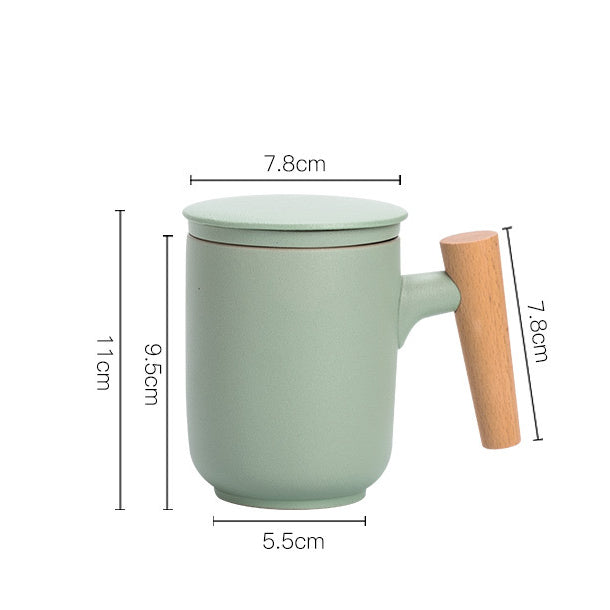 Ceramic Frosted Diffuser Mug With Wooden Handle